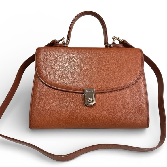 Burberry Handbags - Vintage Burberry Leather Satchel Two Way Work Bag Tan